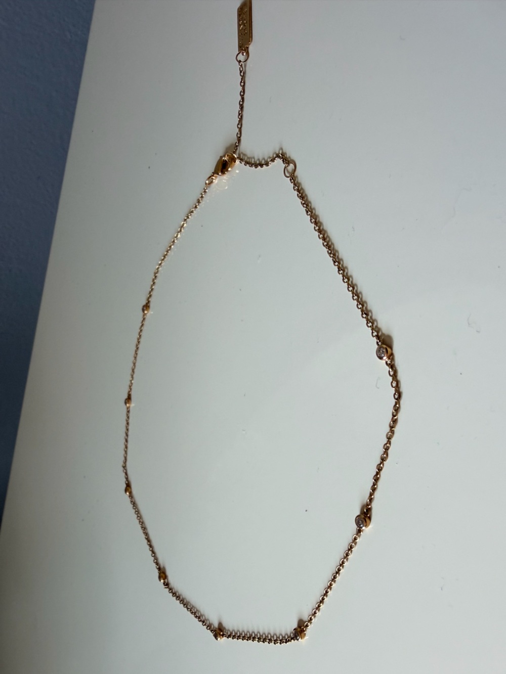 Delicate Elizabeth Stone 14 k Gold and CZ Station Necklace - Women Jewelry